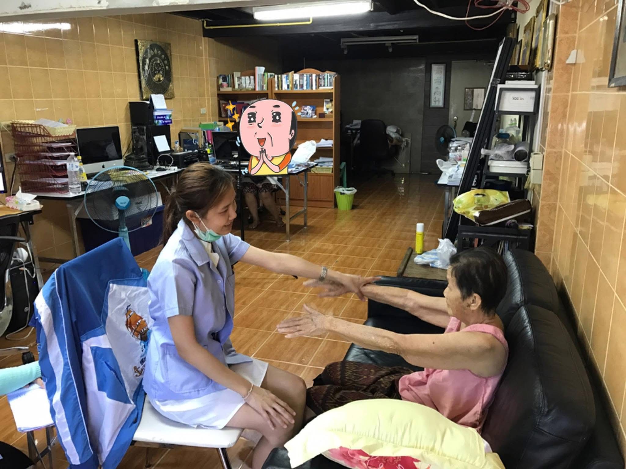 Guiding a patient through arm exercises